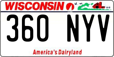 WI license plate 360NYV
