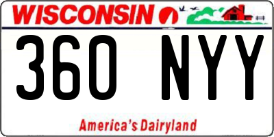 WI license plate 360NYY