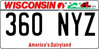 WI license plate 360NYZ