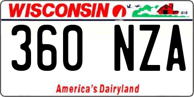 WI license plate 360NZA