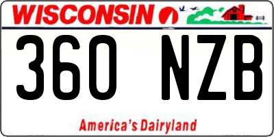 WI license plate 360NZB