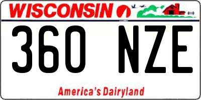 WI license plate 360NZE