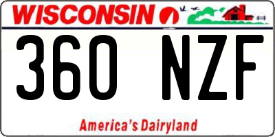 WI license plate 360NZF