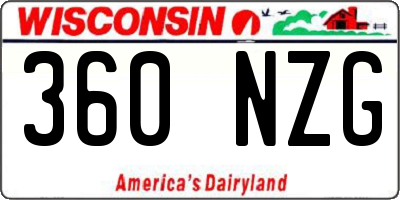 WI license plate 360NZG