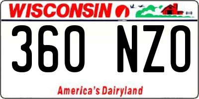 WI license plate 360NZO