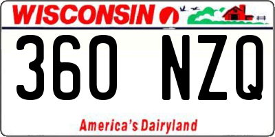 WI license plate 360NZQ