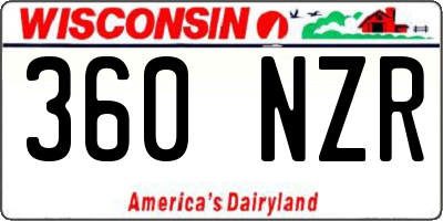 WI license plate 360NZR
