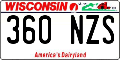WI license plate 360NZS