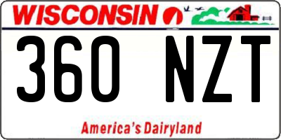 WI license plate 360NZT