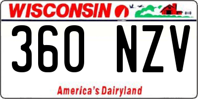 WI license plate 360NZV