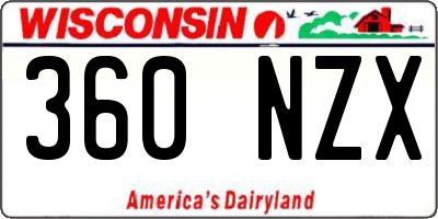 WI license plate 360NZX