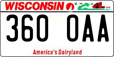 WI license plate 360OAA