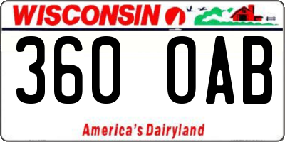 WI license plate 360OAB
