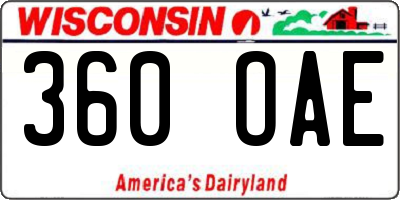 WI license plate 360OAE