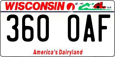 WI license plate 360OAF