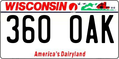 WI license plate 360OAK