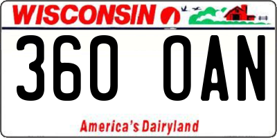 WI license plate 360OAN