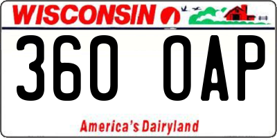 WI license plate 360OAP