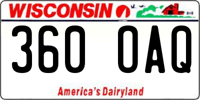 WI license plate 360OAQ