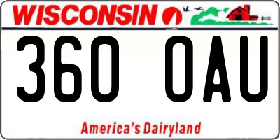 WI license plate 360OAU