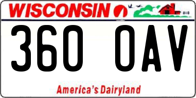 WI license plate 360OAV