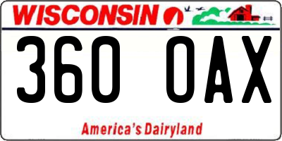 WI license plate 360OAX