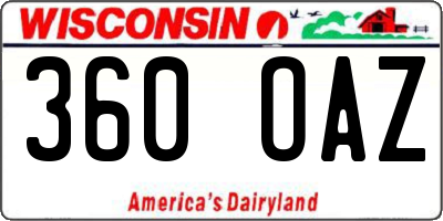 WI license plate 360OAZ