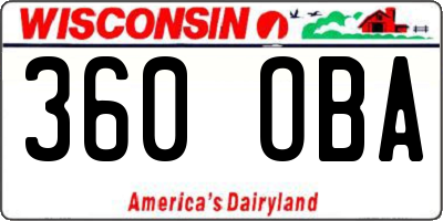 WI license plate 360OBA