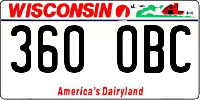 WI license plate 360OBC