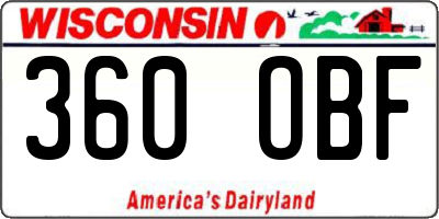 WI license plate 360OBF
