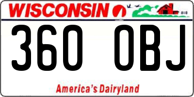 WI license plate 360OBJ