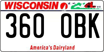 WI license plate 360OBK