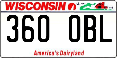 WI license plate 360OBL