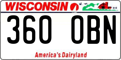 WI license plate 360OBN