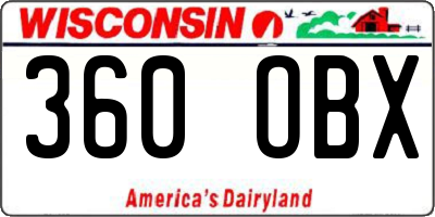 WI license plate 360OBX