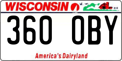 WI license plate 360OBY