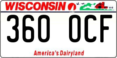 WI license plate 360OCF