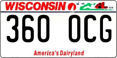 WI license plate 360OCG