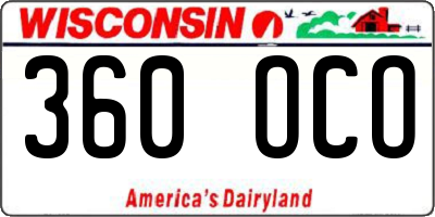 WI license plate 360OCO