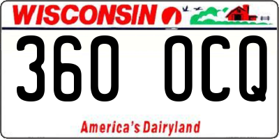 WI license plate 360OCQ