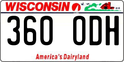 WI license plate 360ODH