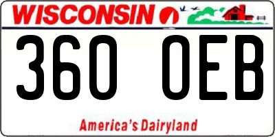 WI license plate 360OEB