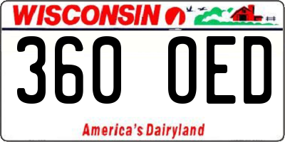 WI license plate 360OED