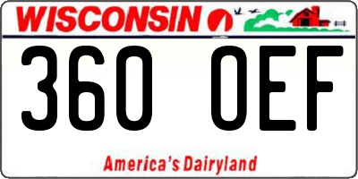 WI license plate 360OEF