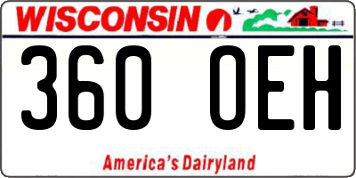 WI license plate 360OEH