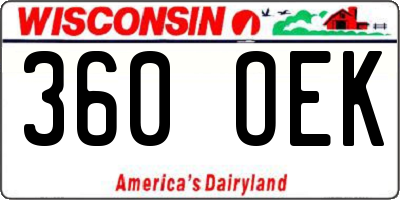 WI license plate 360OEK