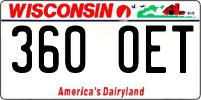 WI license plate 360OET