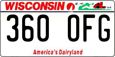 WI license plate 360OFG