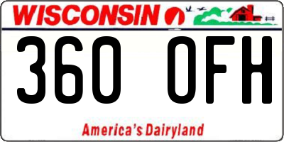 WI license plate 360OFH