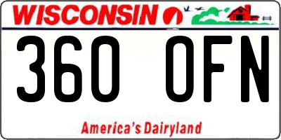 WI license plate 360OFN